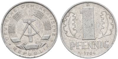 ГДР 1 пфенниг 1964 А KM 8.1 алюминий 4585-832