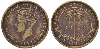 Британская Западная Африка 1 шиллинг 1942 Георг VI (1937-1952) KM 23 никель латунь 25-1624