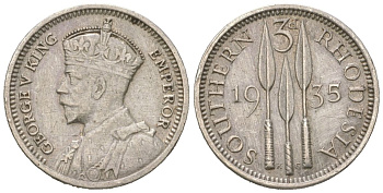 Южная Родезия 3 пенса 1935 Георг V (1910-1936) KM 1 серебро 4617-113