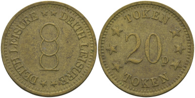 АНГЛИЯ 20 ПЕНСОВ ND ТОКЕН, DEITH LEISURE латунь 98-852