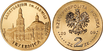 Польша 2 злотых 2009 MW, серия города Польши, Тшебница (Trzebnica) KM 711 нордик UNC 4676-612