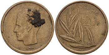 Бельгия 20 франков 1981 Belgie, Бодуэн I (1951-1993) KM 160 никель бронза 4599-221