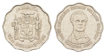 Ямайка 10 долларов 1999 KM 181 сталь плакированная никелем 4642-1026