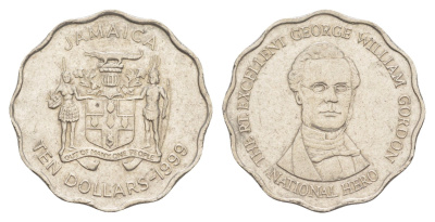Ямайка 10 долларов 1999 KM 181 сталь плакированная никелем 4642-1026