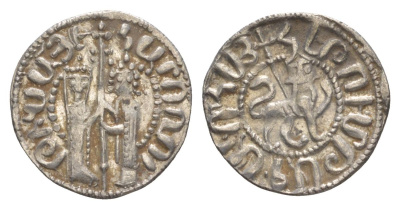 Киликийская Армения трам 1226-1271 Хетум I и царица Забель, держат крест/лев с патриаршим крестом  серебро    1516-834
