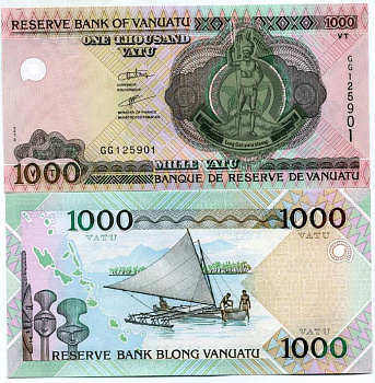 Вануату 1000 вату ND (2002) катамаран Pick 10 b бумага UNC (пресс) 449-4-3