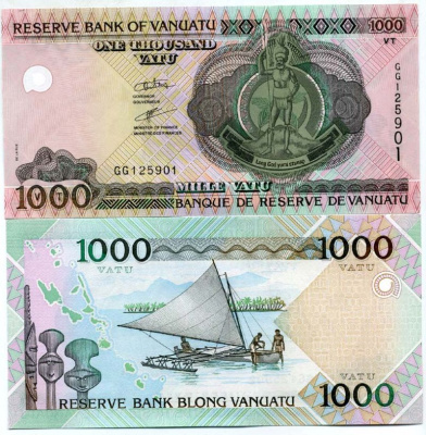 Вануату 1000 вату ND (2002) катамаран Pick 10 b бумага UNC (пресс) 449-4-3