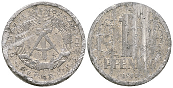 ГДР 1 пфенниг 1980 А KM 8.2 алюминий 4623-348