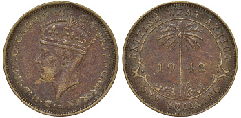 Британская Западная Африка 1 шиллинг 1942 Георг VI (1937-1952) KM 23 никель латунь 25-2145
