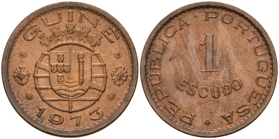 Португальская Гвинея-Бисау 1 эскудо 1973 KM 14 бронза UNC 3897-1123