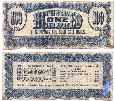 АМЕРИКА 100 ДОЛЛАРОВ ND КОРОЛЕВСКИЙ ГОЛЬФ КЛУБ бумага 7146-64-4-1