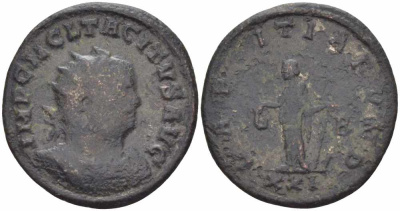 Римская Империя аврелианиан 276 Тацит LAETITIA FVND Рим Very fine RIC 89 бронза 1073-16-87