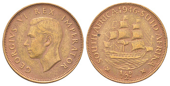ЮАР 1/2 пенни 1946 KM 24 бронза 4620-423