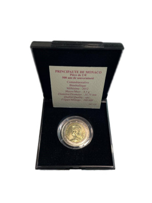 Монако 2 евро 2012 500 лет суверенитета Монако, Люсьен I KM 199 биметалл  UNC  3-4-11-16