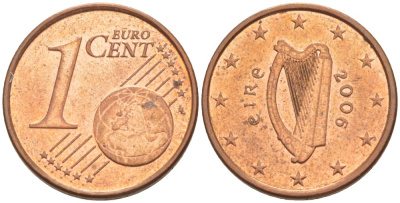 ИРЛАНДИЯ 1 ЕВРОЦЕНТ 2006 KM 32 сталь плакированная медью 216-1124