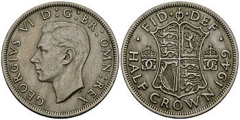 Великобритания 1/2 кроны 1949 Георг VI (1936-1952) KM 879, Spink 4106 медно-никель 4125-515