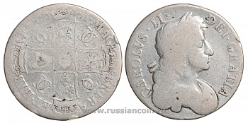 Англия 1 крона 1681 Карл II (1660-1685) Spink 3359, KM 445.1 серебро 00-805-45