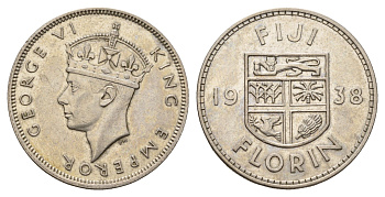 Фиджи 1 флорин 1938 Георг VI (1936-1952) KM 13 серебро 270-344