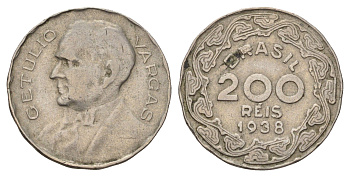 Бразилия 200 реалов (рейс) 1938 Жетулиу Дорнелис Варгас KM 545 медно-никель 218-513