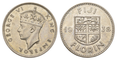 Фиджи 1 флорин 1938 Георг VI (1936-1952) KM 13 серебро 270-344