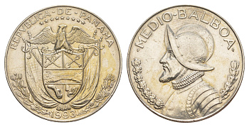 Панама 1/2 бальбоа (50 сентесимо) 1993 редкий год KM 12b медь плакированная медно-никелем 4645-124