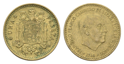 Испания 1 песета 1966 (73) Франсиско Франко (1939-1975) KM 796 алюминиевая бронза 4684-1048