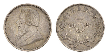 ЮАР 3 пенса 1894 KM 3 серебро 3711-244