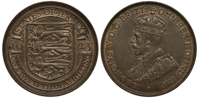 Джерси 1/12 шиллинга 1923 Георг V (1910-1936) KM 14 бронза aUNC 650-311
