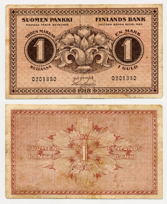 ФИНЛЯНДИЯ 1 МАРКА 1918 Pick 35 бумага 6278-40-3-2