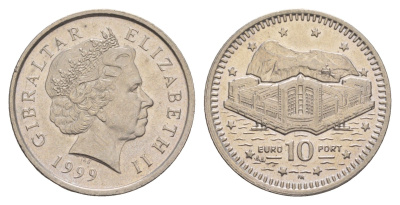 Гибралтар 10 пенсов 1999 KM 776 медно-никель UNC 4660-112