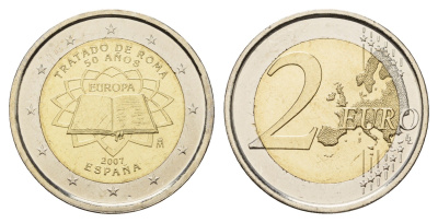 Испания 2 евро 2007 50 лет подписанию Римского договора KM 1130 биметалл UNC 1083-3-75