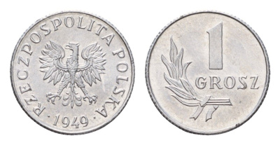 Польша 1 грош 1949 год-тип Y 39 алюминий UNC 4615-413
