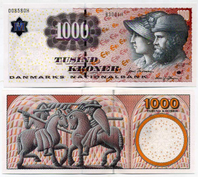 Дания 1000 крон 2004-2006 Pick 64 бумага UNC (пресс) 000-00-00