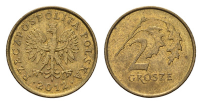 Польша 2 гроша 2012 Y 277 марганец латунь 4684-959