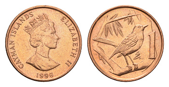 Каймановы острова 1 цент 1996 KM 87a сталь плакированная медью UNC 4658-738