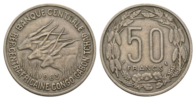 Экваториальная Африка 50 франков 1963 KM 3 медно-никель 57-913