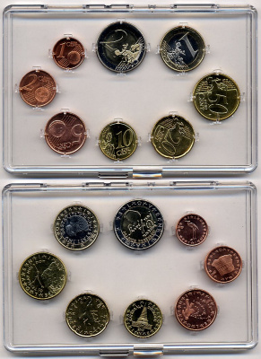 Словения евронабор из 8 монет 2007 в пластиковом планшете биметалл UNC 3-4-4-13