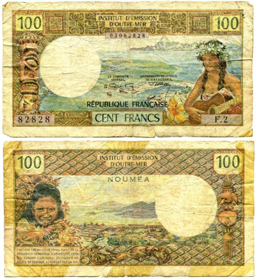 НОВАЯ КАЛЕДОНИЯ 100 ФРАНКОВ 1971 Pick 63 a бумага 7207-31-3