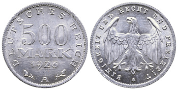 ГЕРМАНИЯ 500 МАРОК 1923 А KM 36, J. 305 алюминий 4380-631