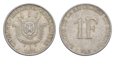 Бурунди 1 франк 1976 KM 19 алюминий 4649-425