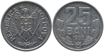 Молдавия 25 бани 1995 KM 3 алюминий 4549-928