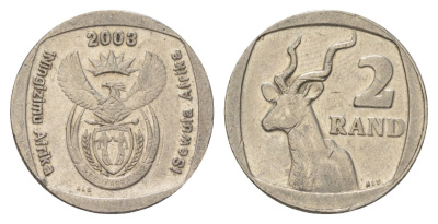 ЮАР 2 ранда 2003 KM 335 медь плакированная никелем 4626-1237