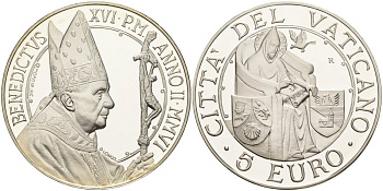 Ватикан 5 евро 2006 Бенедикт XVI, всемирный день мира, в оригинальной коробке, с сертификатом KM 395 серебро PROOF 7-1-31