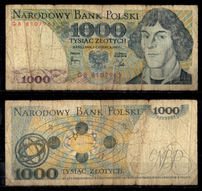 Польша 1000 злотых 1989 Pick 146 c бумага 6294-55-2-1
