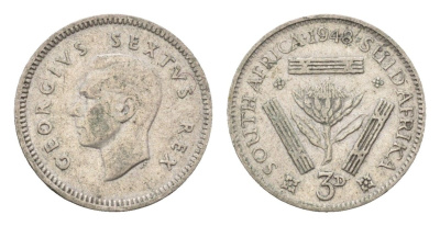 ЮАР 3 пенса 1948 KM 35.1 серебро 72-1056