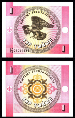 Киргизия 1 тыйн ND (1993) Pick 1 a бумага UNC (пресс) 7207-21-2-2