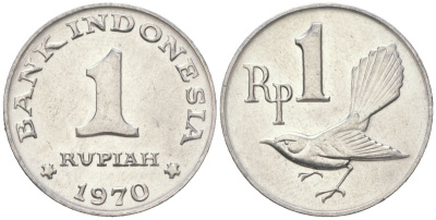 Индонезия 1 рупия 1970 птичка KM 20 алюминий aUNC 4189-713