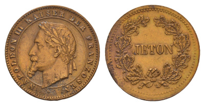 Франция игровой жетон ND (1852-1870) Наполеон III, диаметр 22 мм, вес 3,8 гр бронза 4651-1248
