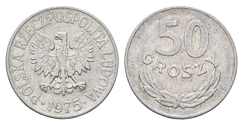 Польша 50 грошей 1975 Y 48.1 алюминий 4610-1053