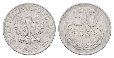 Польша 50 грошей 1975 Y 48.1 алюминий 4610-1053